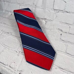 IKE Behar New York Red And Blue Striped Silk Tie Made In USA